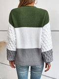 Color Block Round Neck Long Sleeve Sweater - Trendsi - Flyclothing LLC