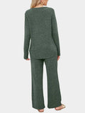 Round Neck Long Sleeve Top and Pants Set - Trendsi - Flyclothing LLC