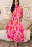 Contrast Grecian Neck Maxi Dress - Trendsi - Flyclothing LLC