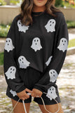 Glitter Ghost Round Neck Long Sleeve Top and Shorts Set - Trendsi - Flyclothing LLC