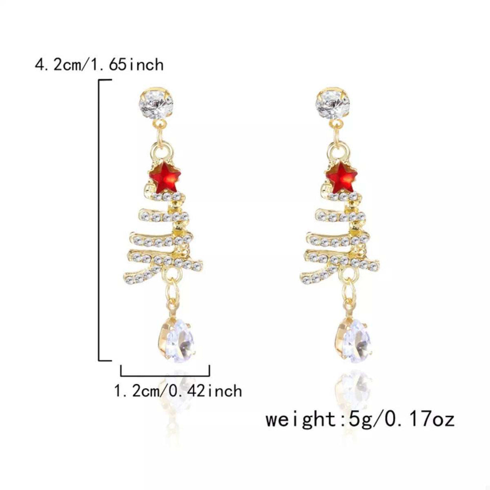 18K Gold-Plated Christmas Tree Earrings - Trendsi - Flyclothing LLC