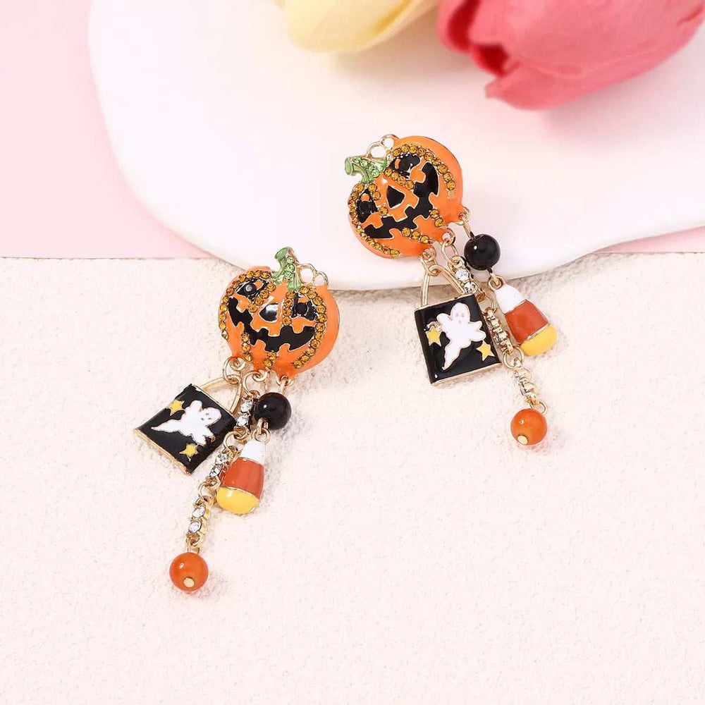 Halloween Pumpkin Ghost Dangle Earrings - Trendsi - Flyclothing LLC
