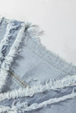 Frayed Edge Flap Pockets Denim Vest Jacket - Trendsi - Flyclothing LLC