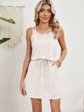 Eyelet Scoop Neck Sleeveless Dress - Trendsi - Flyclothing LLC