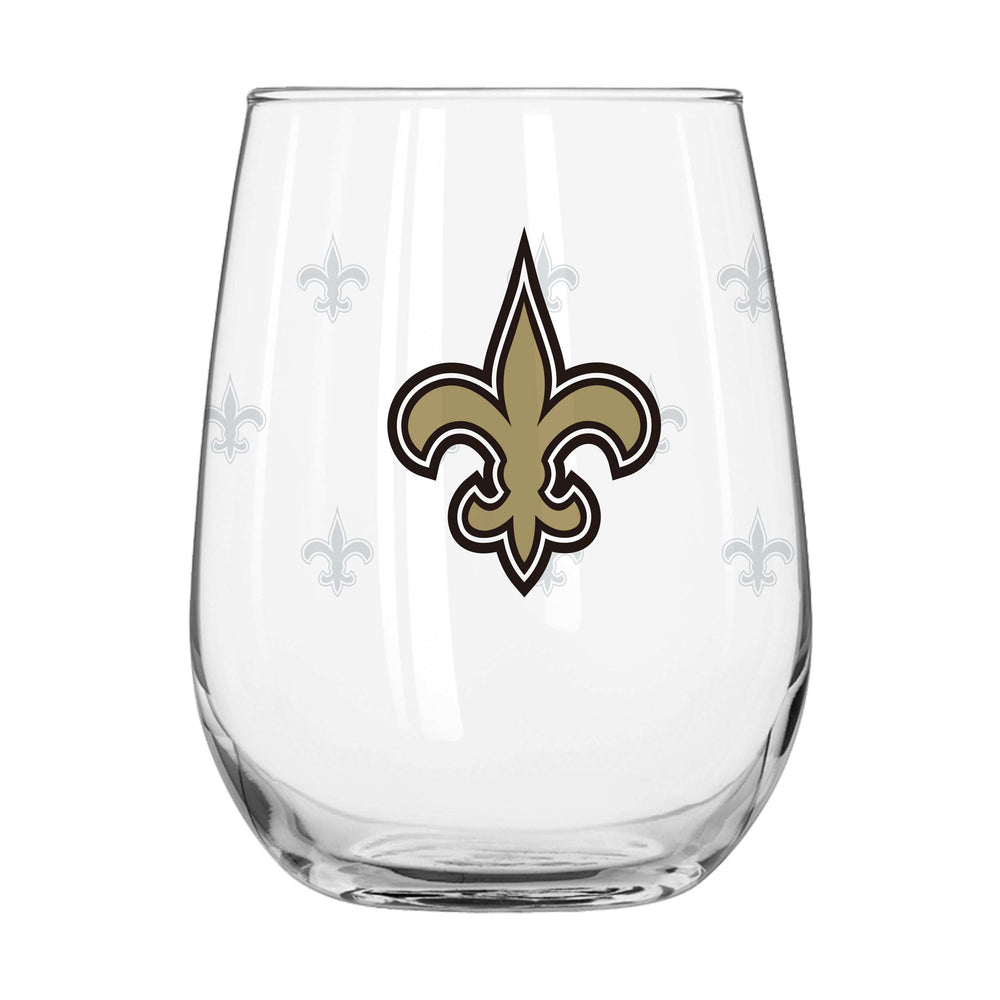 New Orleans Saints 16oz Satin Etch Curved Beverage Glass - Logo Brands - Flyclothing LLC