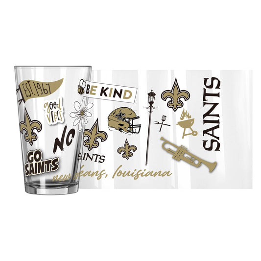 New Orleans Saints 16oz Native Pint Glass - Logo Brands - Flyclothing LLC