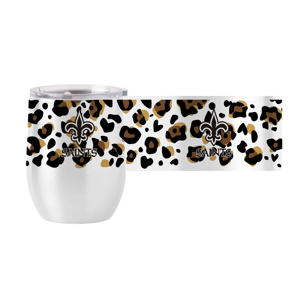 New Orleans Saints 16oz Neutral Leopard Stainless Curved Beverage - Logo Brands - Flyclothing LLC