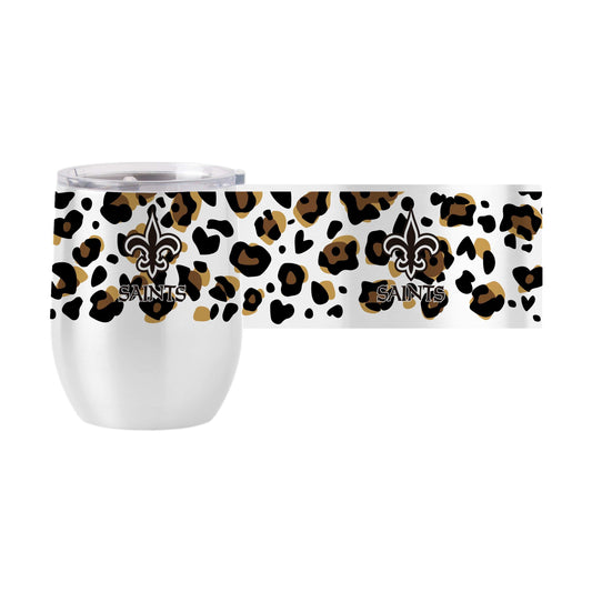 New Orleans Saints 16oz Neutral Leopard Stainless Curved Beverage - Logo Brands - Flyclothing LLC