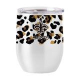 New Orleans Saints 16oz Neutral Leopard Stainless Curved Beverage - Logo Brands - Flyclothing LLC