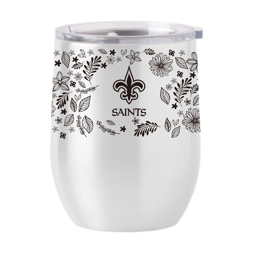 New Orleans Saints 16oz Botanical Stainless Curved Beverage - Logo Brands - Flyclothing LLC