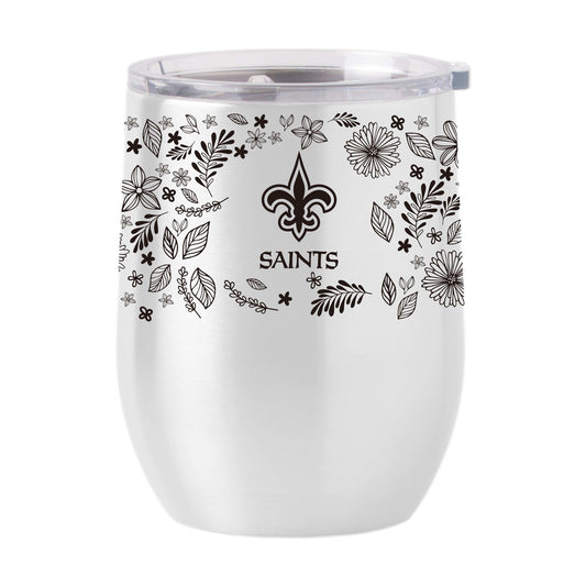New Orleans Saints 16oz Botanical Stainless Curved Beverage - Logo Brands - Flyclothing LLC