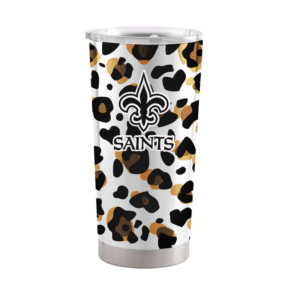 New Orleans Saints 20oz Neutral Leopard Stainless Steel Tumbler - Logo Brands - Flyclothing LLC