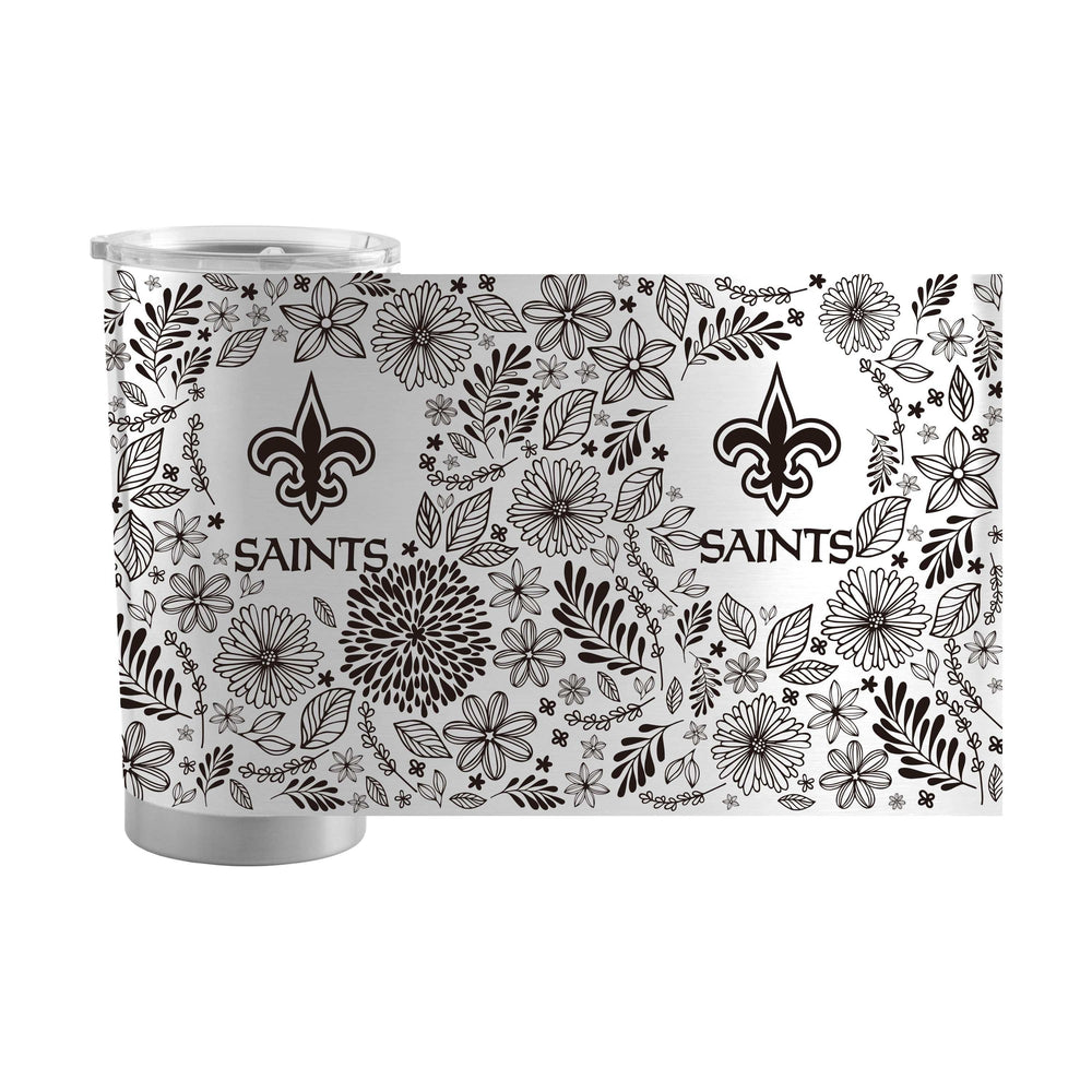New Orleans Saints 20oz Botanical Stainless Steel Tumbler - Logo Brands - Flyclothing LLC