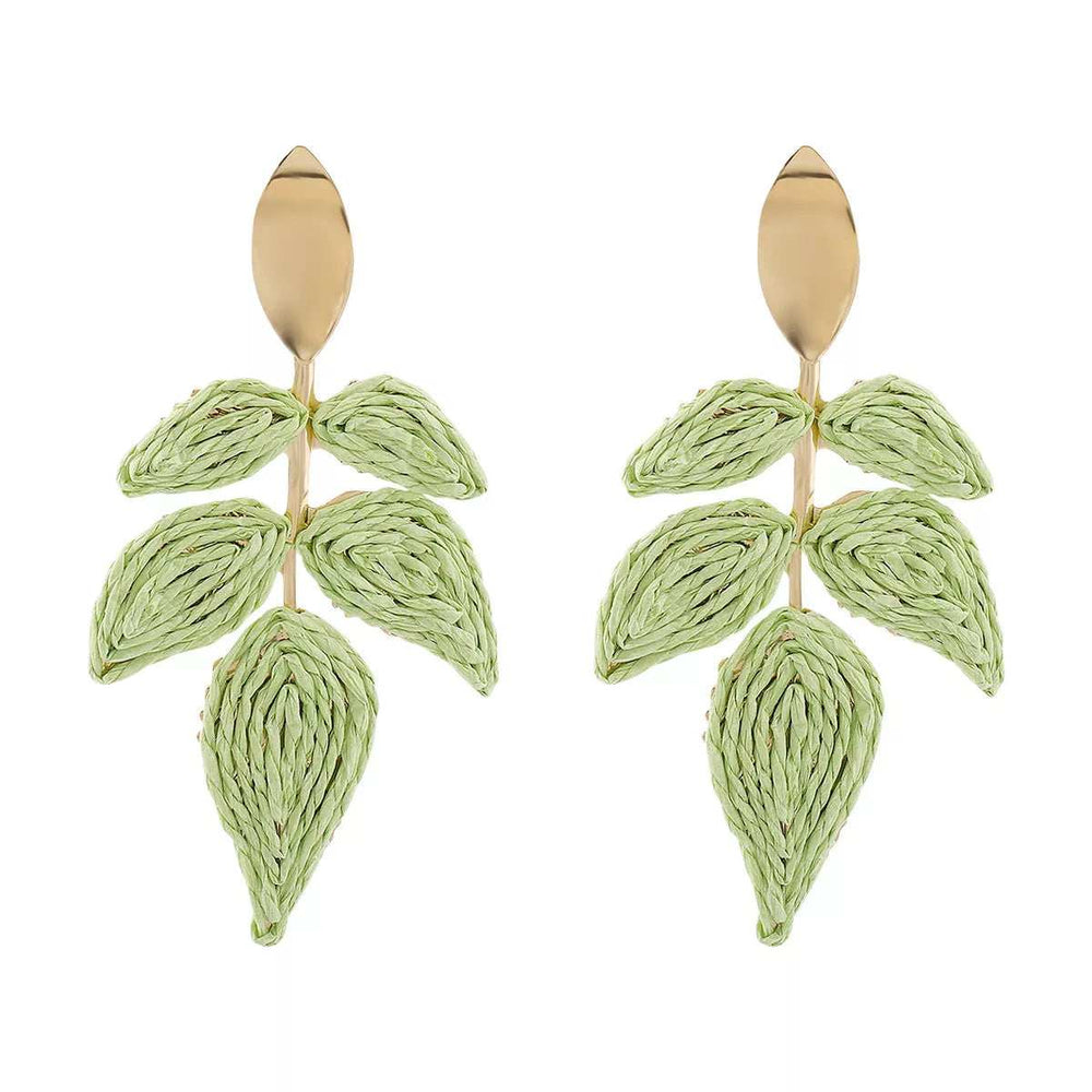 Rattan Woven Leaf Dangle Earrings - Trendsi - Flyclothing LLC