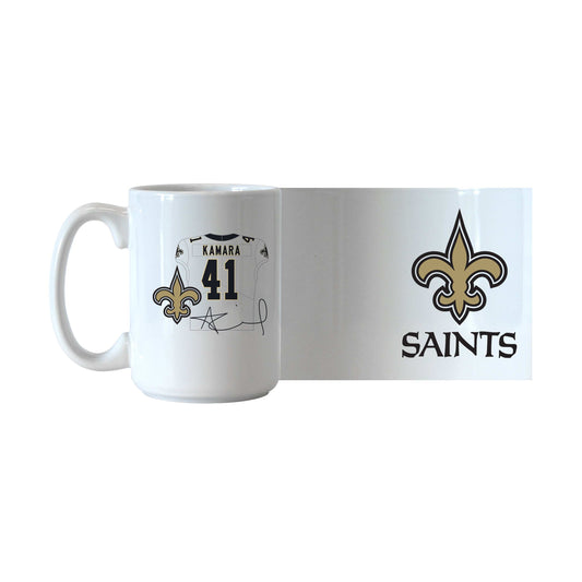 New Orleans Saints Alvin Kamara Jersey 15oz Sublimated Mug - Logo Brands - Flyclothing LLC