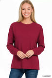 Zenana Double Knit Round Neck Long Sleeve Top - Trendsi - Flyclothing LLC