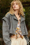 POL Cropped Denim Jacket with Functional Zipper Detail - Trendsi - Flyclothing LLC