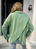 Button Down Collared Neck Long Sleeve Shirt - Trendsi - Flyclothing LLC