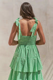 Jade By Jane Full Size Sleeveless Gingham Print Tiered Midi Dress Plus Size - Trendsi - Flyclothing LLC