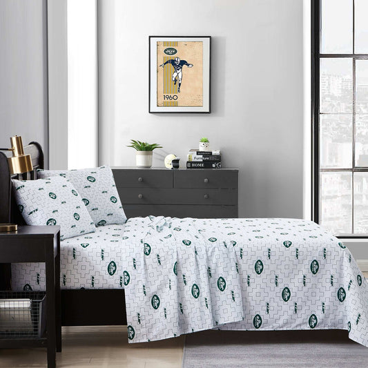 New York Jets Scatter Sheet Set Queen - Logo Brands - Flyclothing LLC