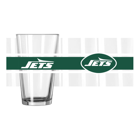 NY Jets 16oz Stripe Pint Glass - Logo Brands - Flyclothing LLC