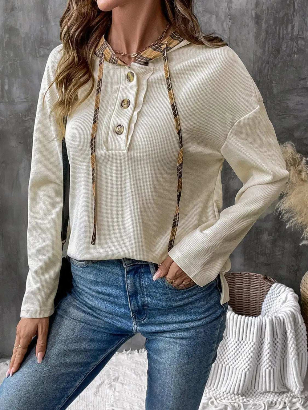 Drawstring Long Sleeve Hooded T-Shirt - Trendsi - Flyclothing LLC