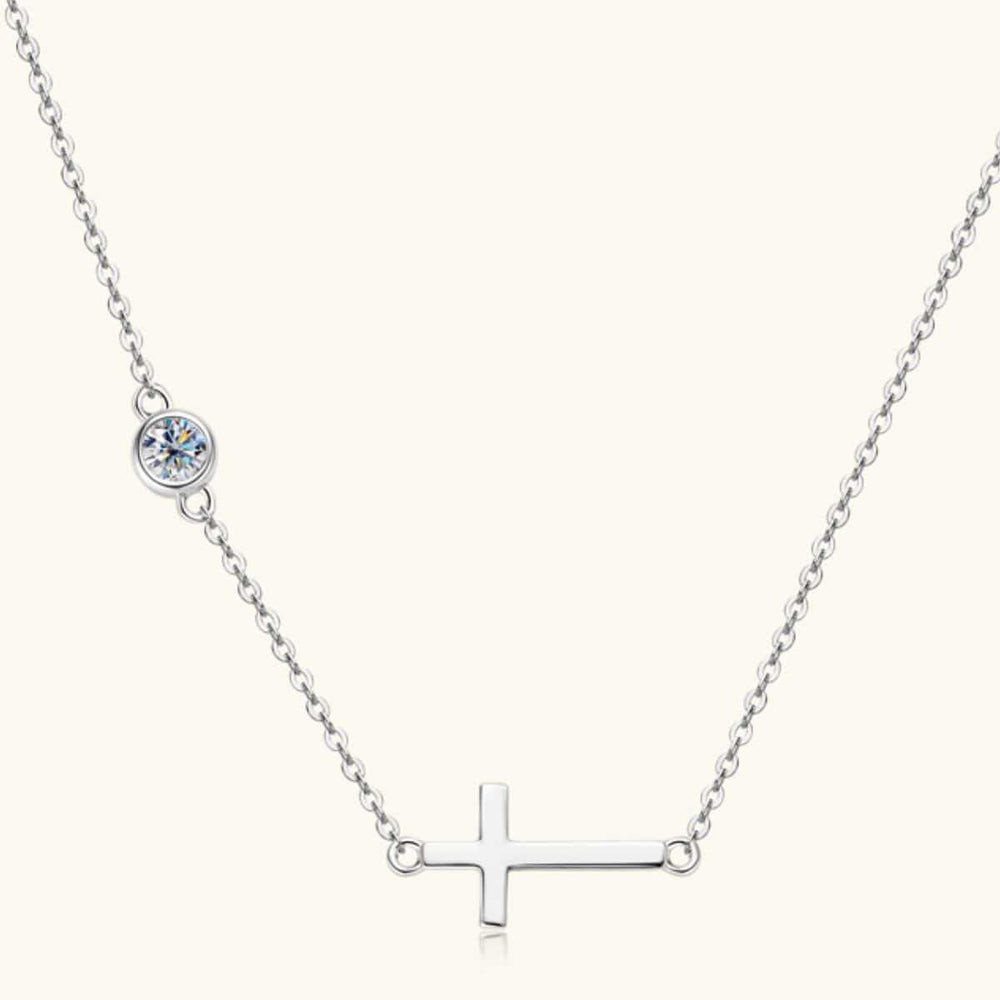 Cross 925 Sterling Silver Moissanite Necklace - Trendsi - Flyclothing LLC