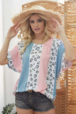 BiBi Leopard Stripe Printed French Terry Oversized Top - Trendsi - Flyclothing LLC