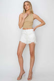 RISEN Button Fly Frayed Hem Denim Shorts - Trendsi - Flyclothing LLC