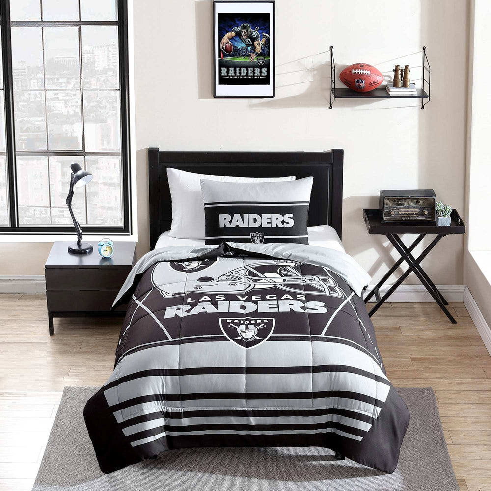 Las Vegas Raiders Crosser Comforter Set Twin - Logo Brands - Flyclothing LLC