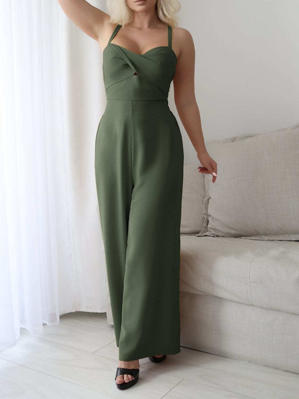 Devine Tie Back Backless Crisscross Jumpsuit - Trendsi - Flyclothing LLC