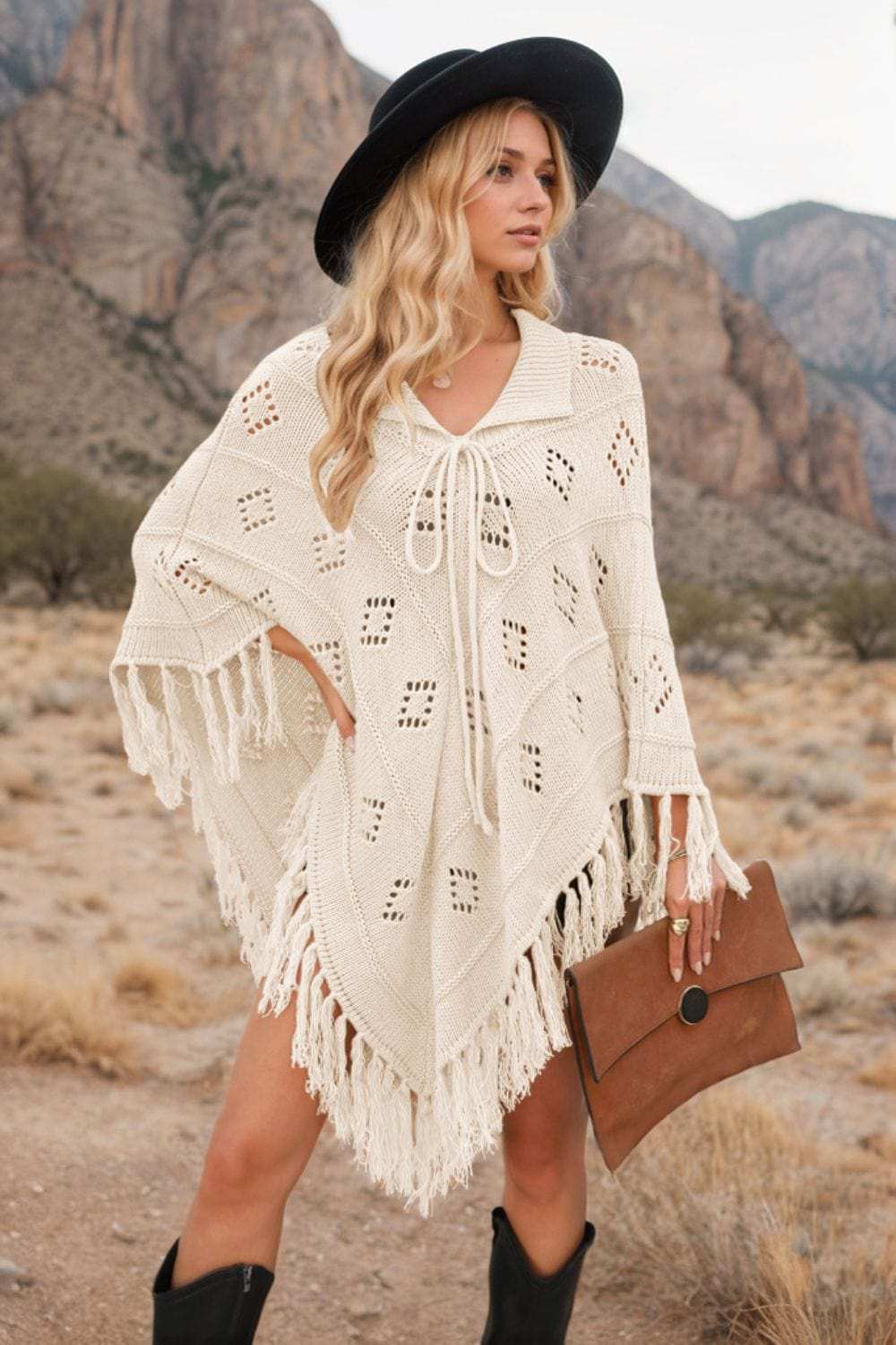 Tassel Hem Knit Cover Up - Trendsi - Flyclothing LLC