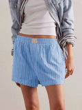 Striped Elastic Waist Shorts - Trendsi - Flyclothing LLC