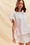 SO ME Round Neck Short Sleeve Top and Shorts Set - Trendsi - Flyclothing LLC