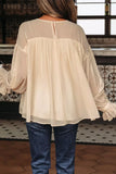Round Neck Ruffle Sleeve Blouse - Trendsi - Flyclothing LLC