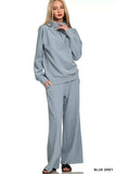 Zenana Ribbed High Neck Half Zip Pullover & Pants Set - Trendsi - Flyclothing LLC
