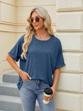 Florira Round Neck Half Sleeve T-Shirt - Trendsi - Flyclothing LLC