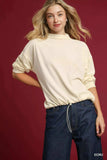 Umgee Ribbed Drawstring Hem Knit Top - Trendsi - Flyclothing LLC