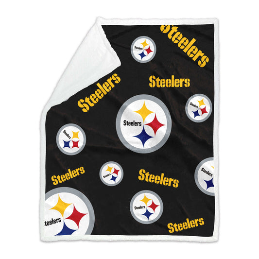 Pittsburgh Steelers 50x60 Plush Sherpa Throw - Logo Brands - Flyclothing LLC