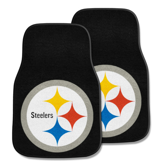 NFL - Pittsburgh Steelers 2-pc Carpet Car Mat Set - Logo Brands - Flyclothing LLC