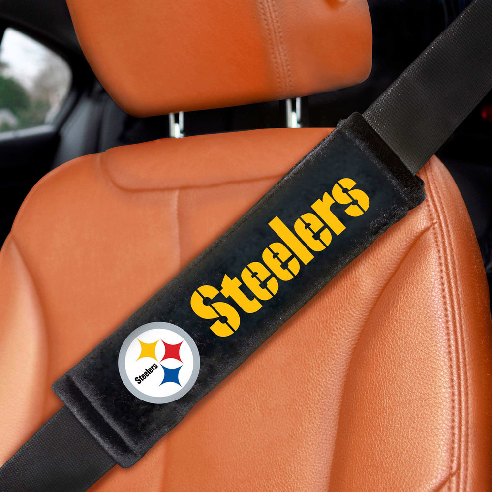 NFL - Pittsburgh Steelers Embroidered Seatbelt Pad - Pair - Logo Brands - Flyclothing LLC