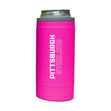 Pittsburgh Steelers 12oz Electric Stacked Soft Touch Slim Coolie - Logo Brands - Flyclothing LLC