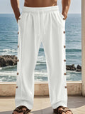 Men's Full Size Side Button Wide Leg Pants Plus Size - Trendsi - Flyclothing LLC