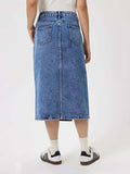 Slit Midi Denim Skirt with Pockets - Trendsi - Flyclothing LLC