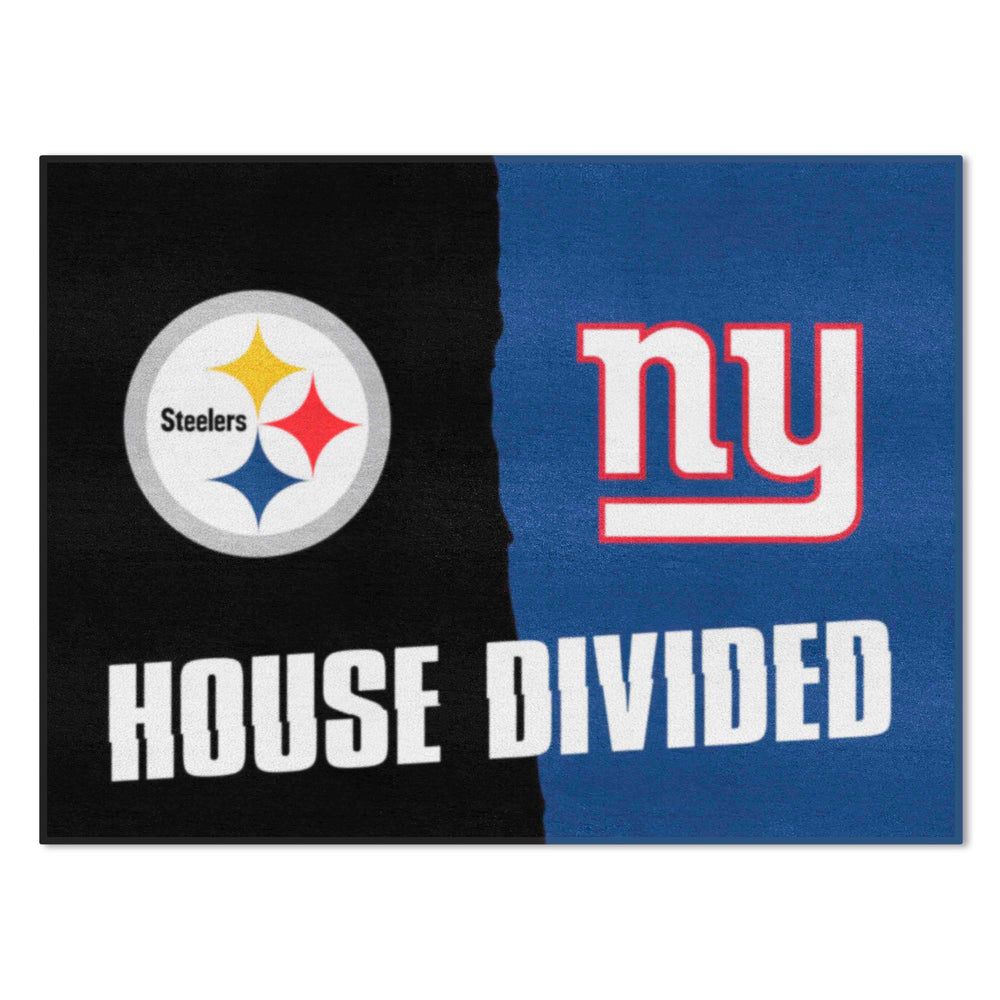 NFL House Divided Mat - Steelers / Giants - Logo Brands - Flyclothing LLC