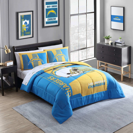 Los Angeles Chargers Status Bed In A Bag Queen - Logo Brands - Flyclothing LLC
