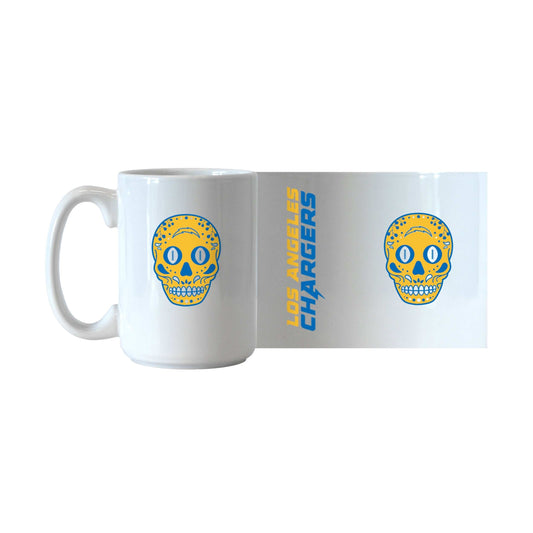 Los Angeles Chargers Sugar Skull 15 oz Sublimated Mug - Logo Brands - Flyclothing LLC