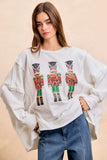 BiBi Christmas Sequin Nutcrackers Embroidery Sweatshirt - Trendsi - Flyclothing LLC