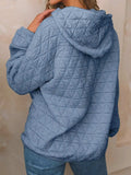 Textured Long Sleeve Hoodie with Pockets - Trendsi - Flyclothing LLC