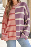 Contrast Striped Long Sleeve Sweatshirt - Trendsi - Flyclothing LLC
